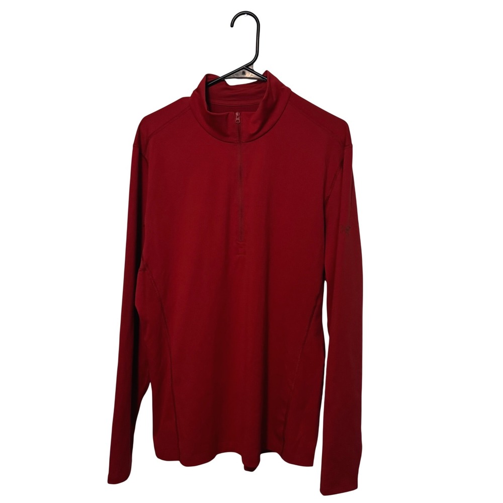 Arc'teryx Phase AR Zip Neck Pullover Mens XL Red 1/4 Zip Base Layer Performance